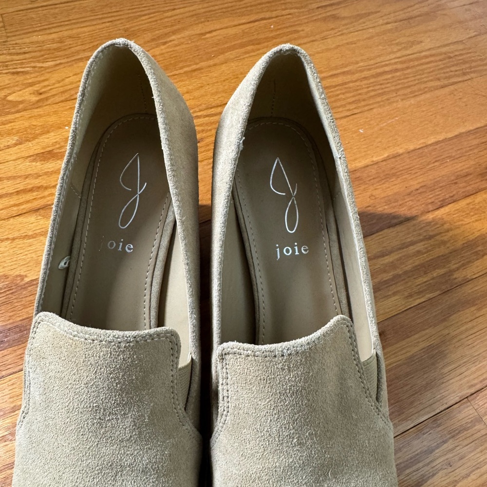 JOIE Wevenly Tan Suede Leather Chunky Block Heels 9 - Picture 5 of 9